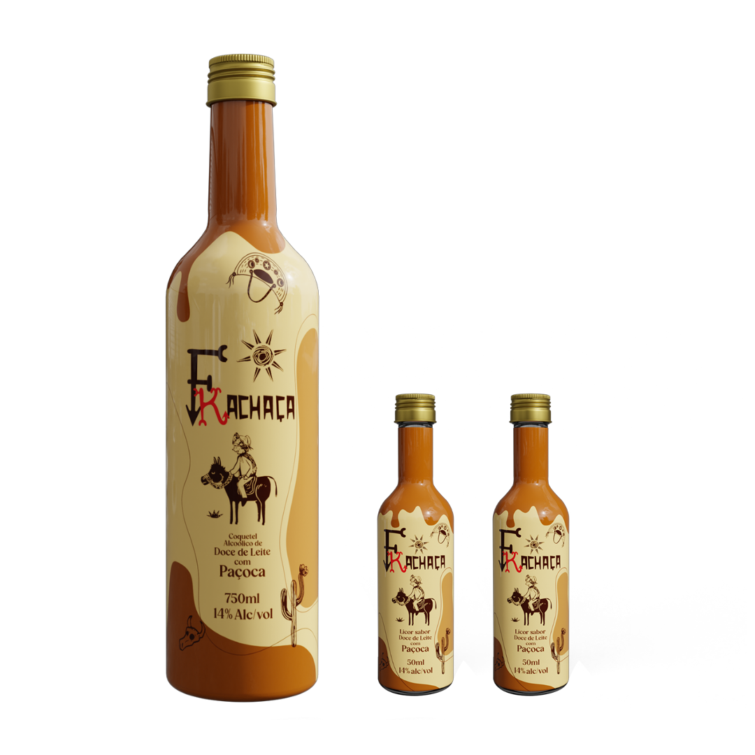 Fkachaça doce de leite com paçoca 1 un 750ml + 2 un 50 ml